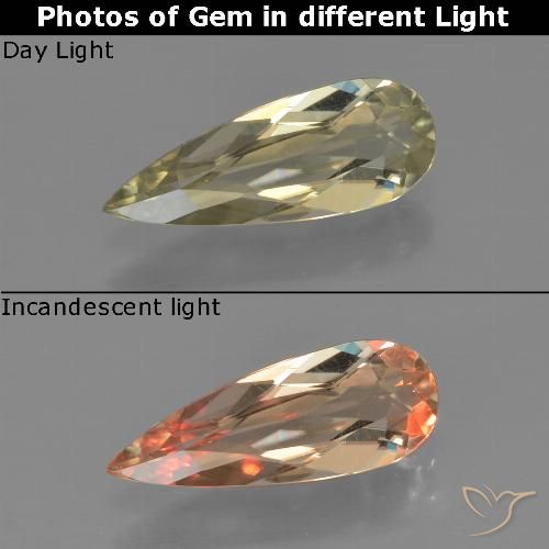 0.93ct 天然 很浅的黄色 变色流散, 梨形, VVS-VS
