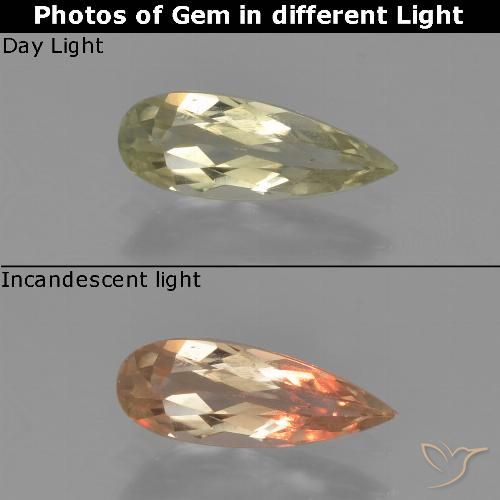 0.72ct 天然 很浅的黄色 变色流散, 梨形, VS