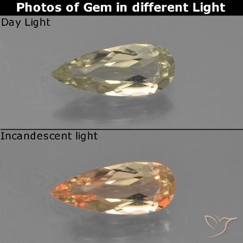 0.95ct 天然 淡黄色 变色流散, 梨形, VVS-VS