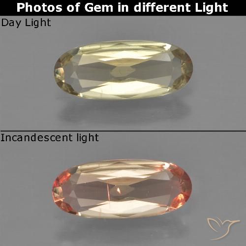 0.87ct 天然 暖黄 变色流散, 椭圆形, VS