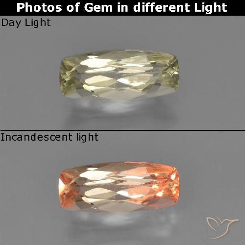0.93ct 天然 非常淡黄色 变色流散, 软垫, VS