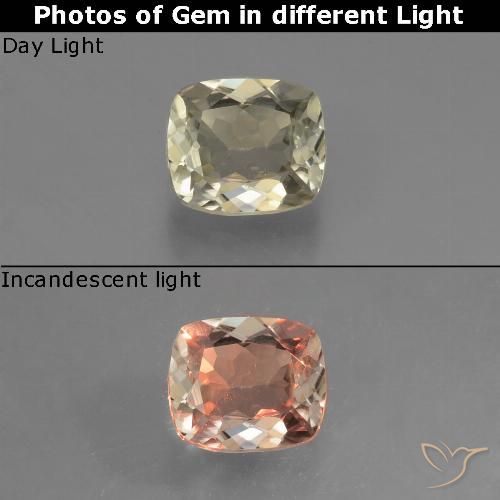 0.62ct 天然 非常浅的金黄色 变色流散, 软垫, VVS