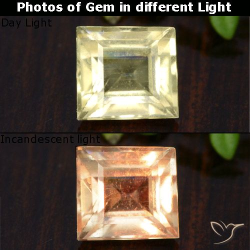 1.01ct 天然 很浅的黄色 变色流散, 正方形, VS