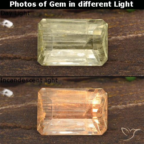 1.59ct 天然 很浅的黄色 变色流散, 祖母绿式切割, VS-SI