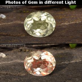 0.81克拉天然多色变色硬水铝石，椭圆形切割，6.4×5.3毫米，VVS-VS