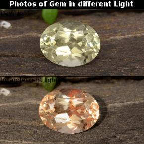 0.95克拉天然黄色变色硬水铝石，椭圆形切割，6.9×5.2毫米，VS