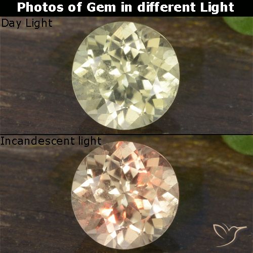 0.68ct 天然 淡黄色 变色流散, 圆形的, VS