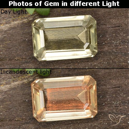0.72ct 天然 淡黄色 变色流散, 祖母绿式切割, VVS-VS