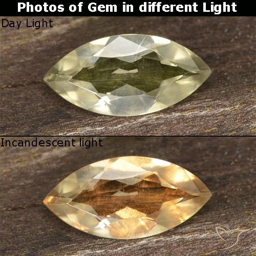 0.78ct 天然 淡黄色 变色流散, 榄尖形, VVS-VS