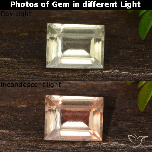 0.51ct 天然 黄色米色 变色流散, 狭长方形, VS