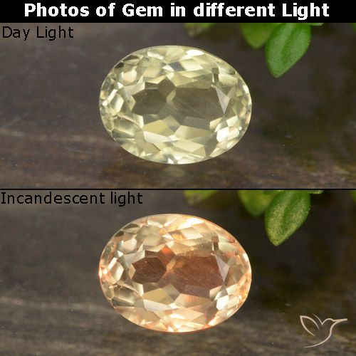 0.84ct 天然 非常淡黄色 变色流散, 椭圆形, VVS-VS