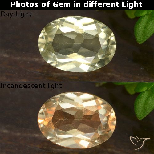 0.65ct 天然 淡黄色 变色流散, 椭圆形, VVS-VS
