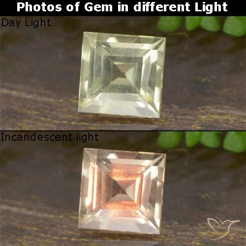 0.59ct 天然 淡黄色 变色流散, 正方形, VVS-VS