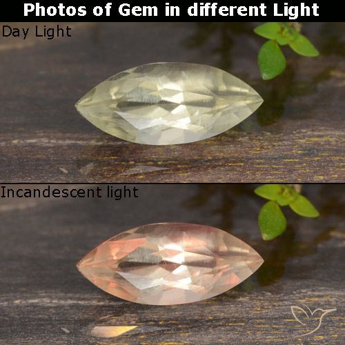 0.85ct 天然 非常淡黄色 变色流散, 榄尖形, VVS-VS