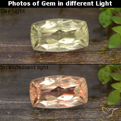 0.96ct 天然 非常淡黄色 变色流散, 软垫, VVS-VS