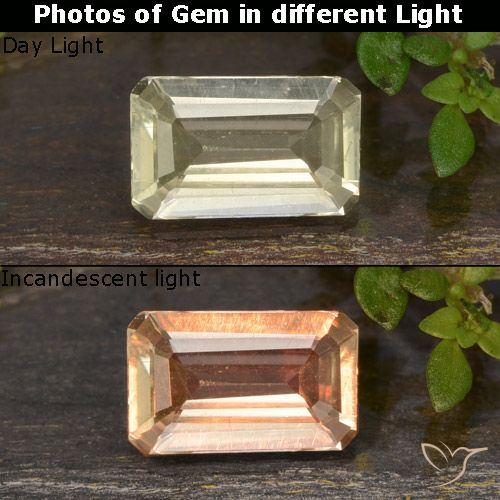 0.82ct 天然 淡黄色 变色流散, 祖母绿式切割, VS