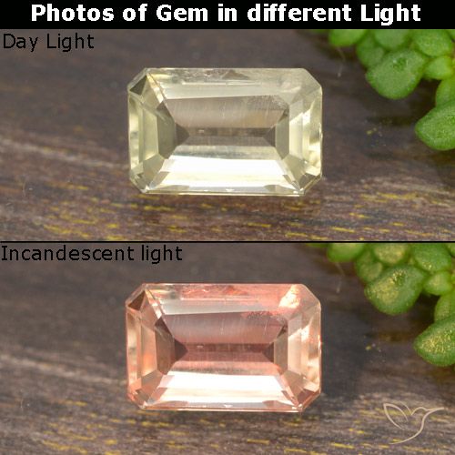 0.69ct 天然 淡黄色 变色流散, 祖母绿式切割, VS