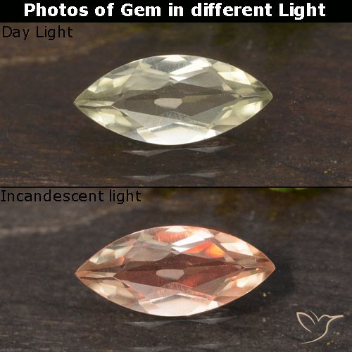 0.62ct 天然 很浅的黄色 变色流散, 榄尖形, VVS-VS