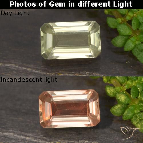 0.66ct 天然 浅金黄色 变色流散, 祖母绿式切割, VVS-VS