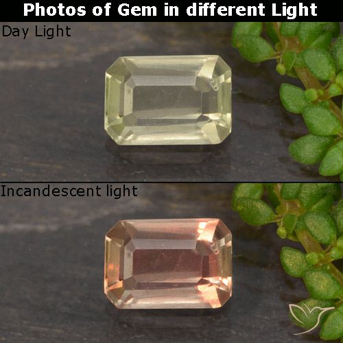 0.53ct 天然 黄色米色 变色流散, 祖母绿式切割, VVS-VS
