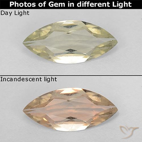 0.79ct 天然 淡黄色 变色流散, 榄尖形, VS