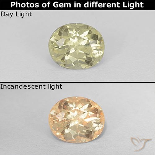 0.65ct 天然 淡黄色 变色流散, 椭圆形, VS