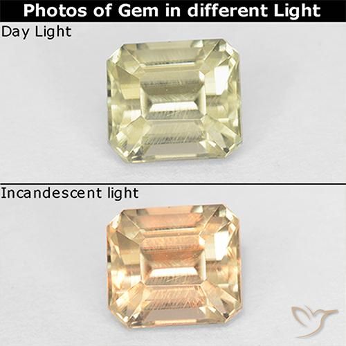 1.07ct 天然 淡黄色 变色流散, 祖母绿式切割, VS