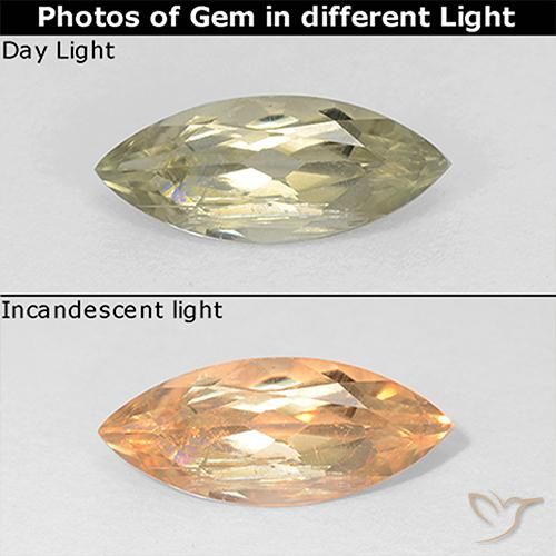 0.83ct 天然 淡黄色 变色流散, 榄尖形, VS