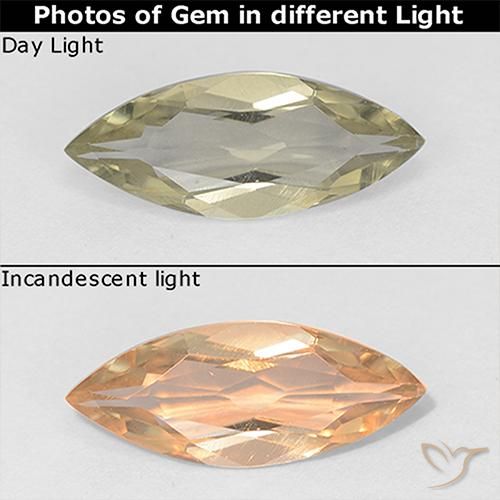 0.90ct 天然 淡黄色 变色流散, 榄尖形, VVS-VS