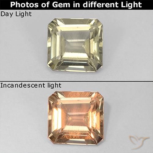 0.86ct 天然 淡黄色 变色流散, 祖母绿式切割, VS