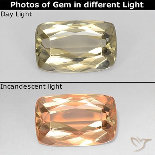 1.37ct 天然 很浅的黄色 变色流散, 软垫, VS