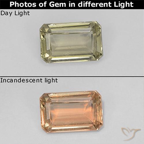 0.79ct 天然 淡黄色 变色流散, 祖母绿式切割, VVS-VS