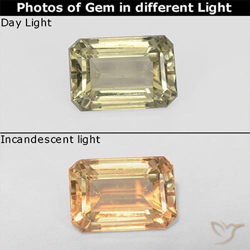 1.03ct 天然 淡黄色 变色流散, 祖母绿式切割, VS