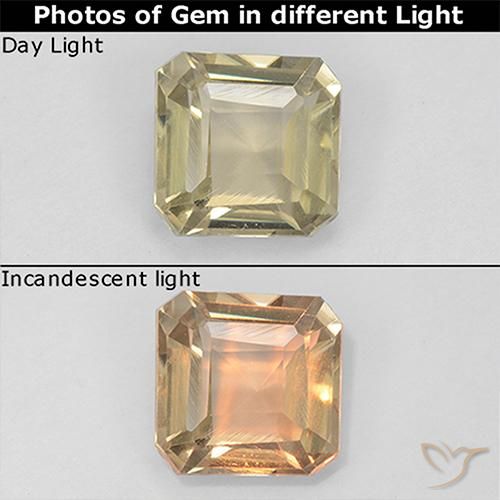 0.99ct 天然 淡黄色 变色流散, 祖母绿式切割, VS
