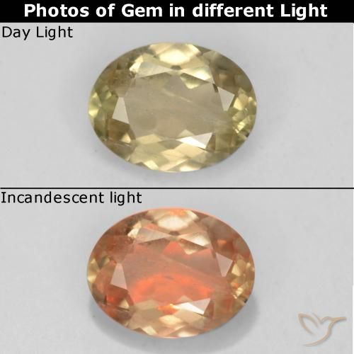 0.65ct 天然 浅金黄色 变色流散, 椭圆形, VS