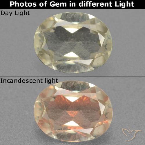 0.58ct 天然 淡黄色 变色流散, 椭圆形, VS