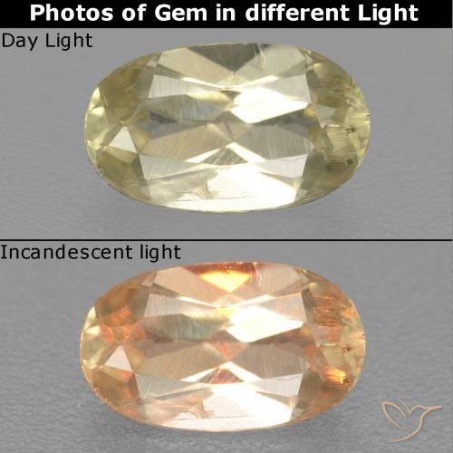 0.70ct 天然 淡黄 变色流散, 椭圆形, VS