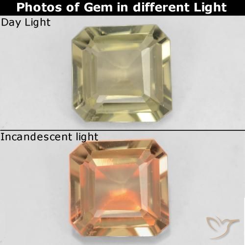 0.69ct 天然 淡黄 变色流散, 祖母绿式切割, VS