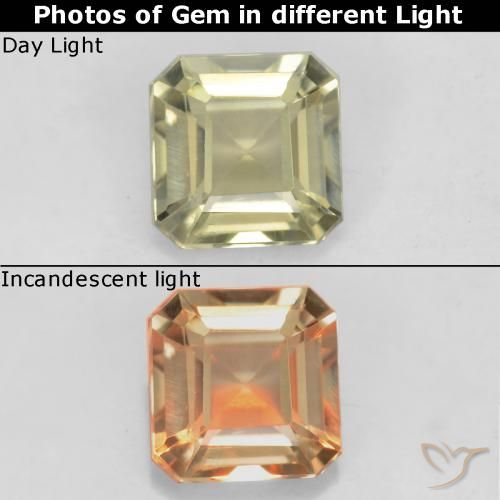 0.70ct 天然 淡黄色 变色流散, 祖母绿式切割, VS