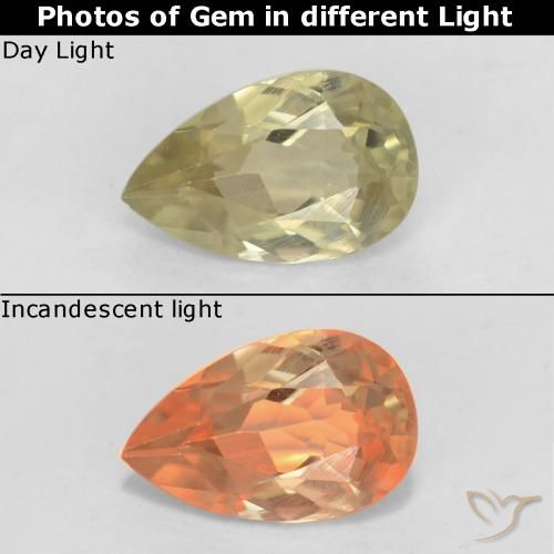 0.71ct 天然 淡黄 变色流散, 梨形, VS