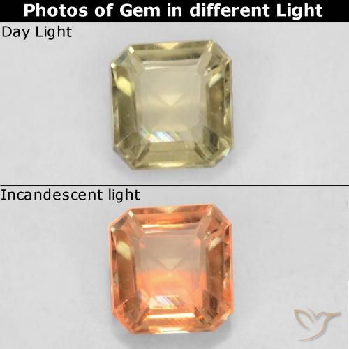 0.60ct 天然 淡黄色 变色流散, 祖母绿式切割, VS