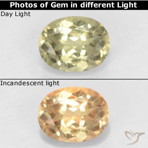0.79ct 天然 淡黄色 变色流散, 椭圆形, VS