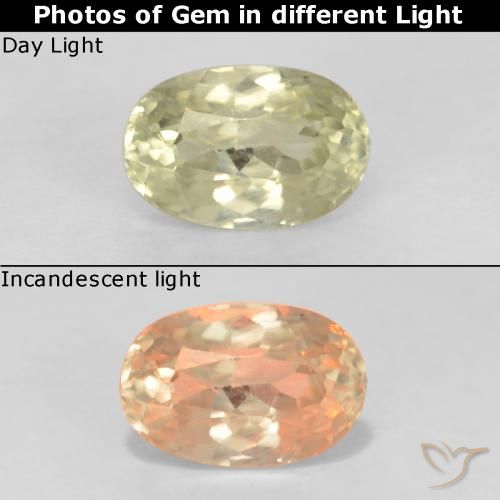 0.78ct 天然 淡黄色 变色流散, 椭圆形, VS