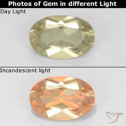 0.57ct 天然 淡黄色 变色流散, 椭圆形, VS