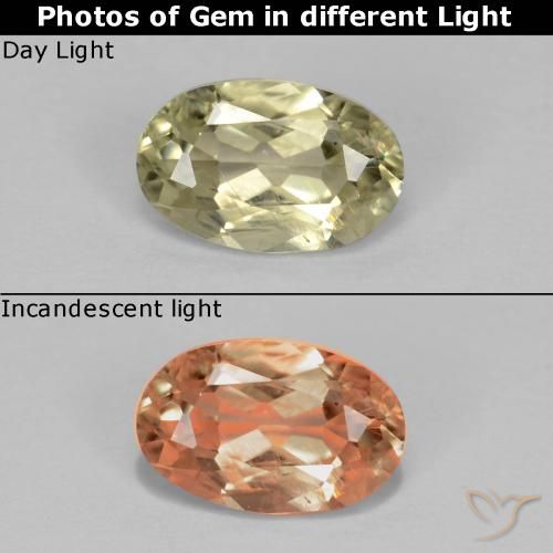 0.57ct 天然 黄色米色 变色流散, 椭圆形, VS