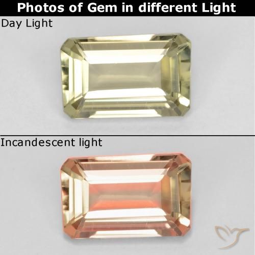 0.72ct 天然 非常淡黄色 变色流散, 祖母绿式切割, VS