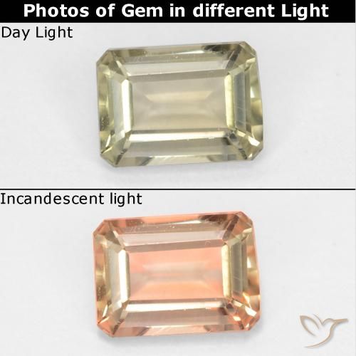 0.71ct 天然 淡黄色 变色流散, 祖母绿式切割, VS