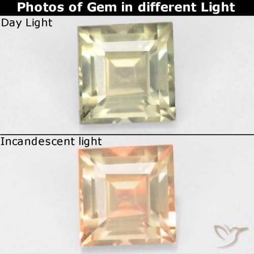 0.83ct 天然 淡黄色 变色流散, 正方形, VVS-VS