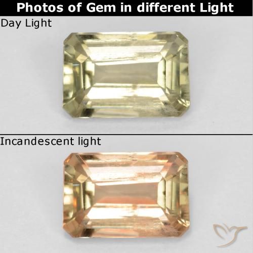 0.73ct 天然 淡黄色 变色流散, 祖母绿式切割, VS-SI