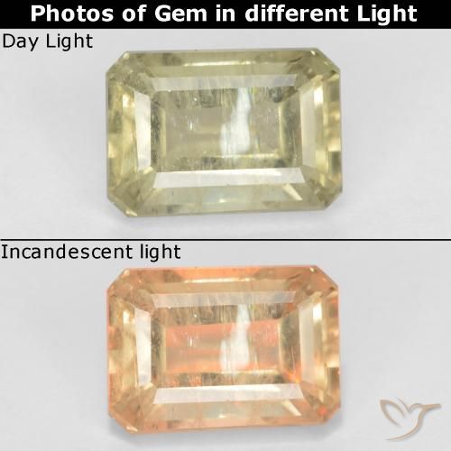 0.76ct 天然 淡黄色 变色流散, 祖母绿式切割, VS-SI
